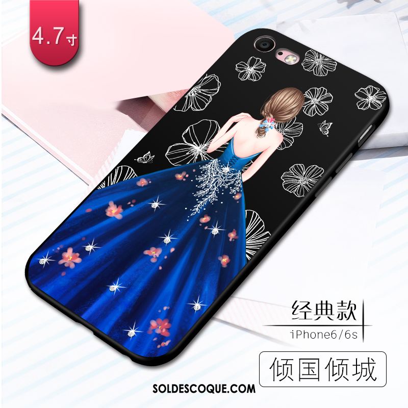 Coque iPhone 6 / 6s Délavé En Daim Bleu Personnalité Ornements Suspendus Fluide Doux Pas Cher