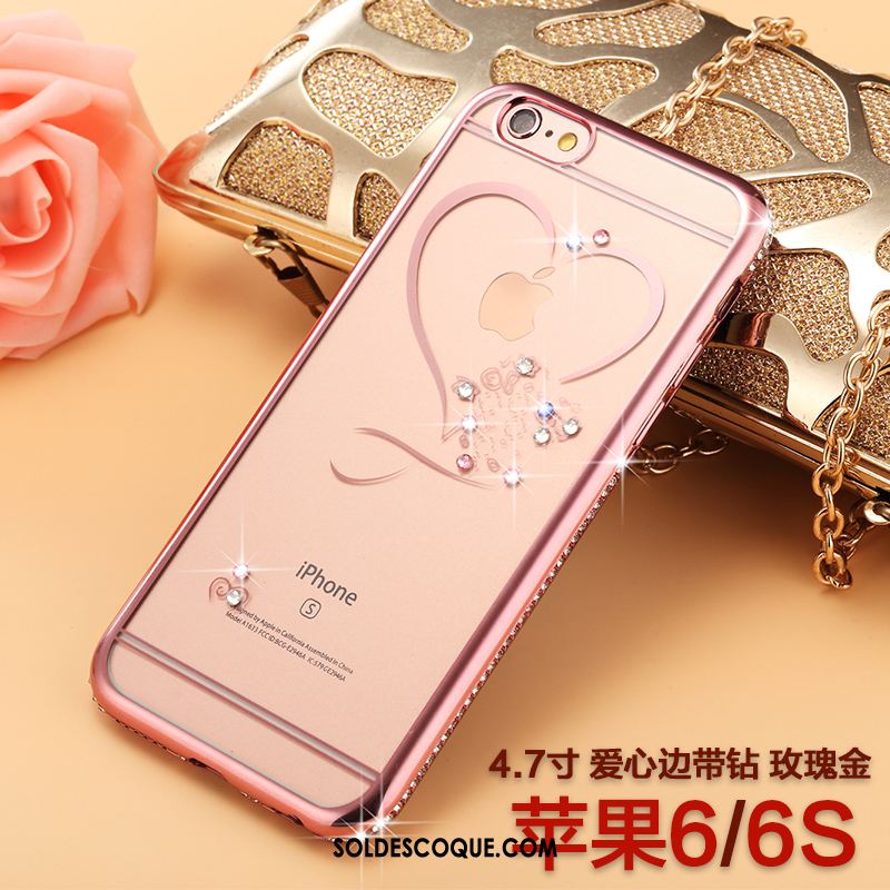 Coque iPhone 6 / 6s Fluide Doux Luxe Incruster Strass Silicone Téléphone Portable Pas Cher