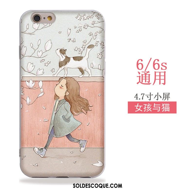 Coque iPhone 6 / 6s Gaufrage Étui Fluide Doux Rose Téléphone Portable Pas Cher