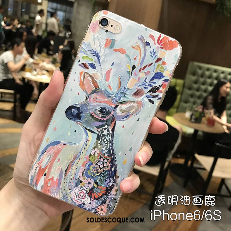 Coque iPhone 6 / 6s Multicolore Silicone Téléphone Portable Peinture À L'huile Incassable Pas Cher