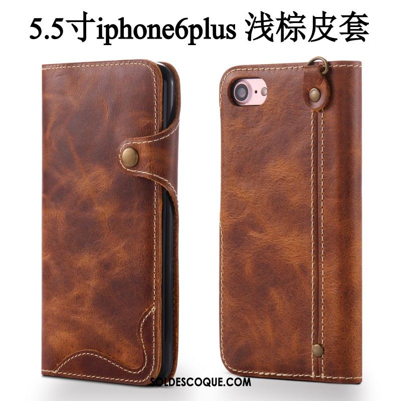 Coque iPhone 6 / 6s Plus Cuir Véritable Étui En Cuir Protection Téléphone Portable Britanique Soldes