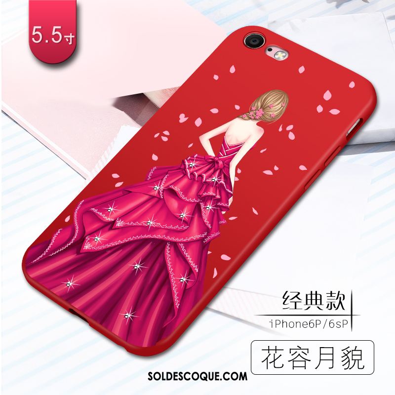 Coque iPhone 6 / 6s Plus Délavé En Daim Rouge Fluide Doux Personnalité Téléphone Portable Housse En Ligne