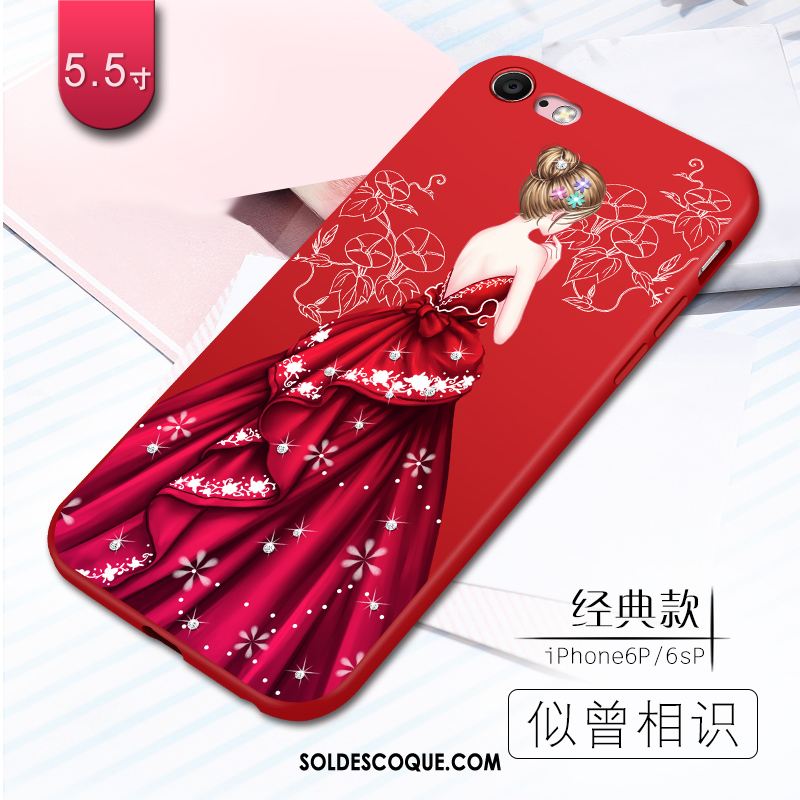 Coque iPhone 6 / 6s Plus Délavé En Daim Rouge Fluide Doux Personnalité Téléphone Portable Housse En Ligne