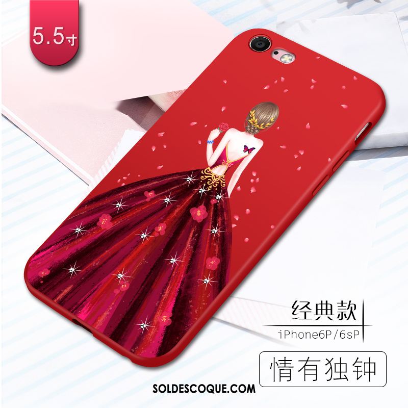 Coque iPhone 6 / 6s Plus Délavé En Daim Rouge Fluide Doux Personnalité Téléphone Portable Housse En Ligne