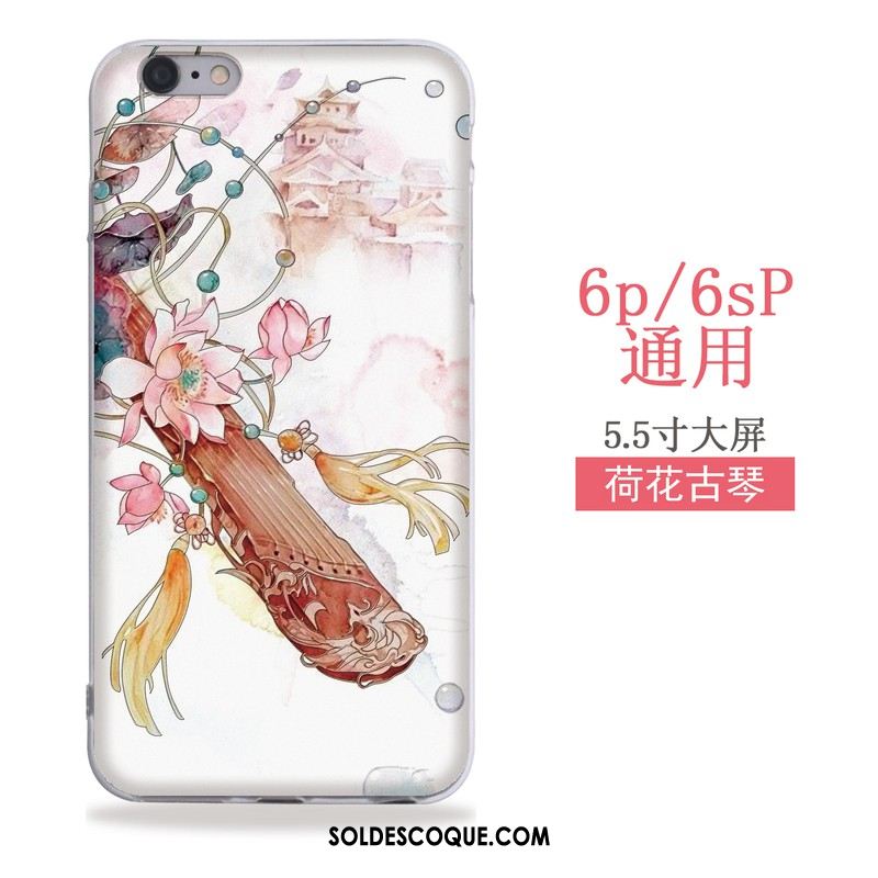 Coque iPhone 6 / 6s Plus Fluide Doux Silicone Rose Téléphone Portable Style Chinois Pas Cher
