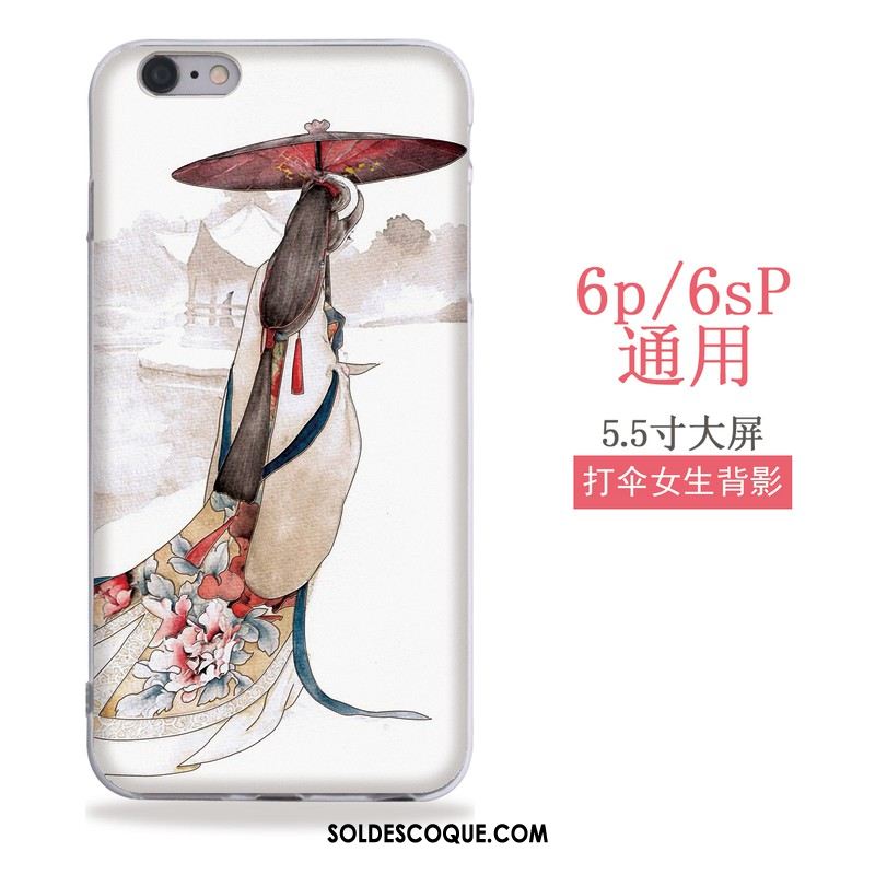 Coque iPhone 6 / 6s Plus Fluide Doux Silicone Rose Téléphone Portable Style Chinois Pas Cher