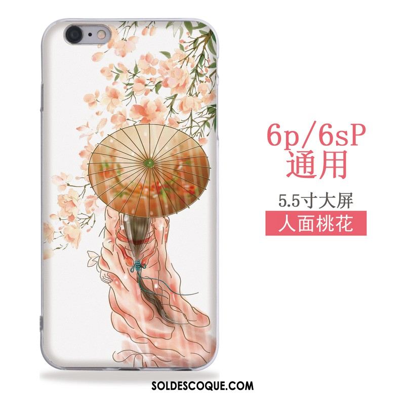 Coque iPhone 6 / 6s Plus Fluide Doux Silicone Rose Téléphone Portable Style Chinois Pas Cher