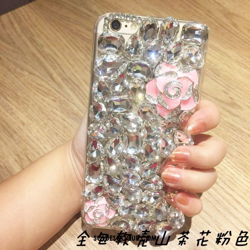 Coque iPhone 6 / 6s Plus Incruster Strass Fleur Téléphone Portable Tendance Nouveau Pas Cher