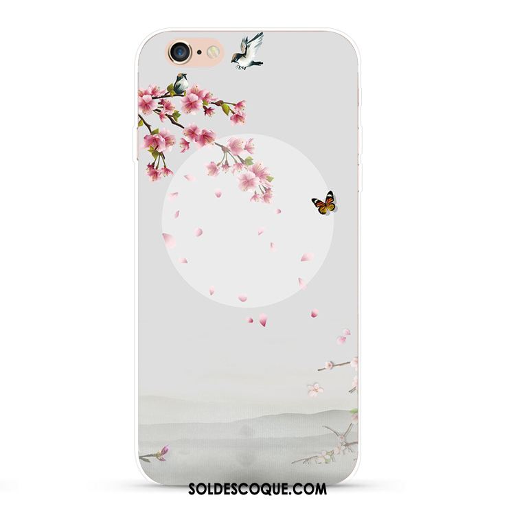 Coque iPhone 6 / 6s Plus Protection Fleur De Pêche Beau Style Chinois Vert Housse France