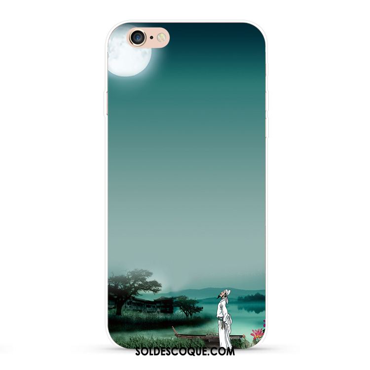 Coque iPhone 6 / 6s Plus Protection Fleur De Pêche Beau Style Chinois Vert Housse France