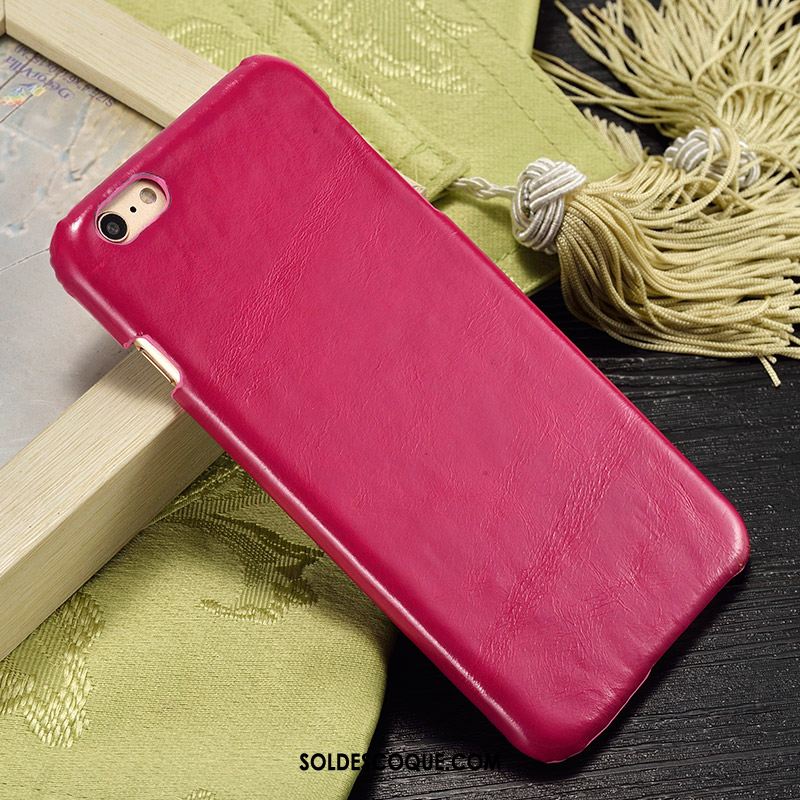 Coque iPhone 6 / 6s Rouge Étui Couvercle Arrière Cuir Véritable Protection France