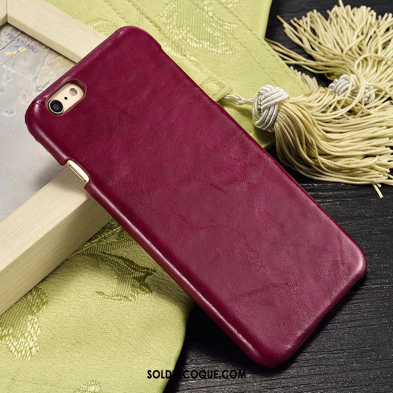 Coque iPhone 6 / 6s Rouge Étui Couvercle Arrière Cuir Véritable Protection France