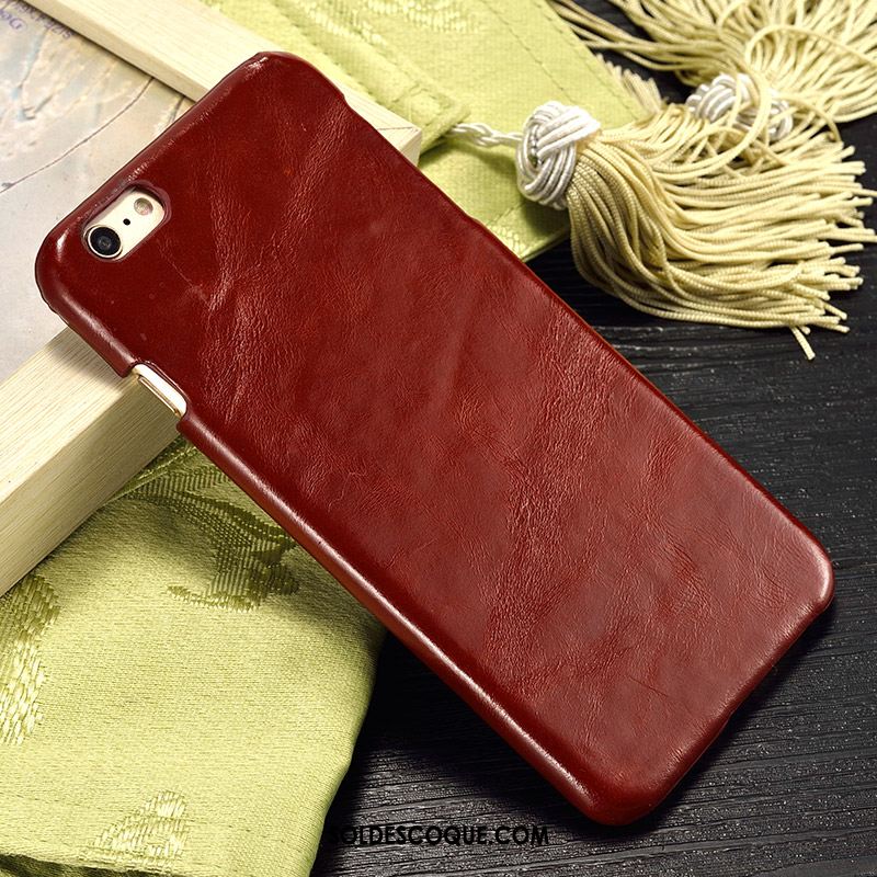 Coque iPhone 6 / 6s Rouge Étui Couvercle Arrière Cuir Véritable Protection France