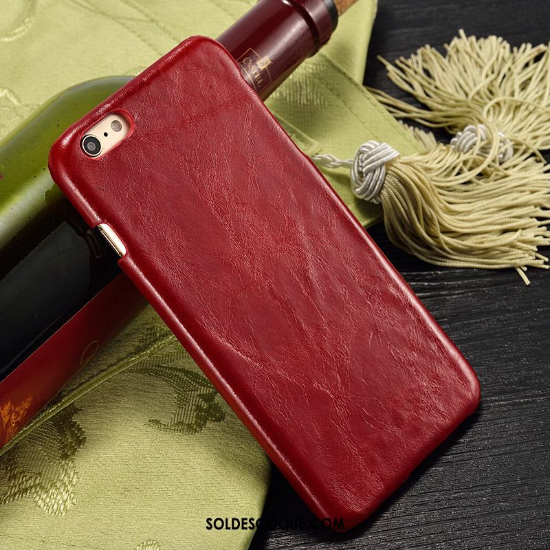 Coque iPhone 6 / 6s Rouge Étui Couvercle Arrière Cuir Véritable Protection France