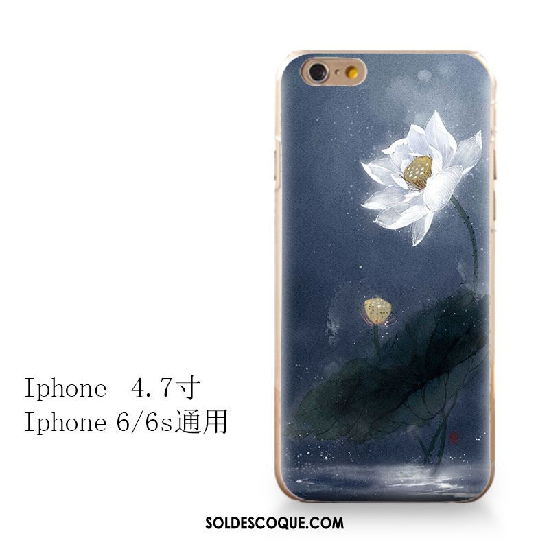 Coque iPhone 6 / 6s Téléphone Portable Bleu Fluide Doux Tout Compris Fleur Soldes