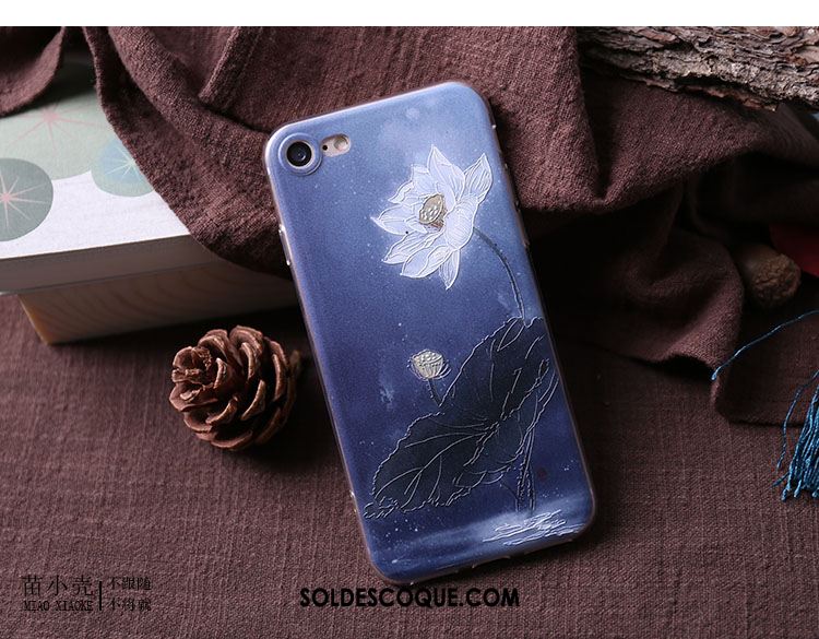 Coque iPhone 6 / 6s Téléphone Portable Bleu Fluide Doux Tout Compris Fleur Soldes