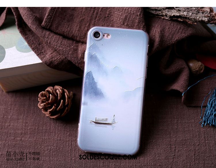 Coque iPhone 6 / 6s Téléphone Portable Bleu Fluide Doux Tout Compris Fleur Soldes