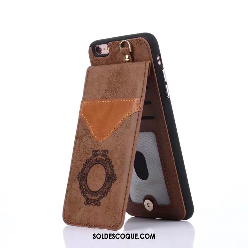 Coque iPhone 6 / 6s Étui En Cuir Blanc Une Agrafe Carte Protection Housse Pas Cher