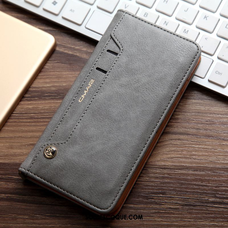 Coque iPhone 6 / 6s Étui En Cuir Gris Incassable Téléphone Portable Cuir Véritable Housse En Ligne