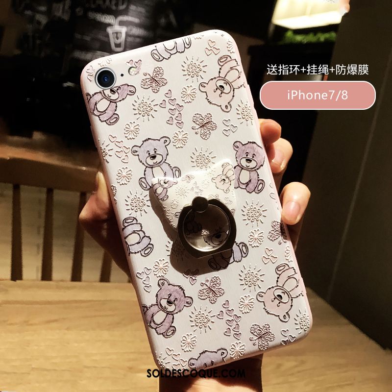 Coque iPhone 7 Charmant Dessin Animé Tout Compris Incassable Bleu Soldes