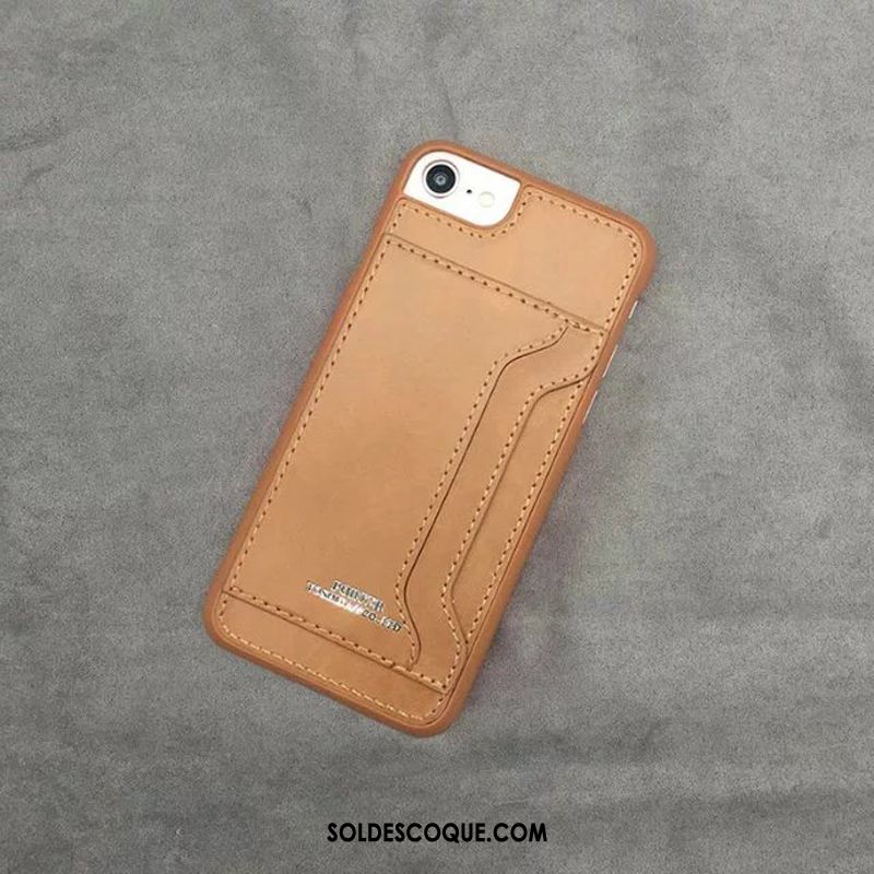 Coque iPhone 7 Cuir Véritable Incassable Étui En Cuir Carte Téléphone Portable En Vente