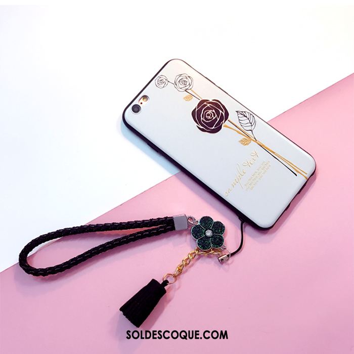 Coque iPhone 7 Gaufrage Ornements Suspendus Rose Téléphone Portable Blanc Soldes