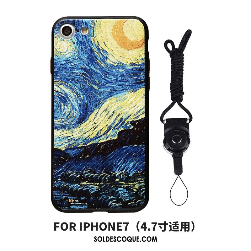 Coque iPhone 7 Peinture À L'huile Incassable Bleu Europe Téléphone Portable En Vente