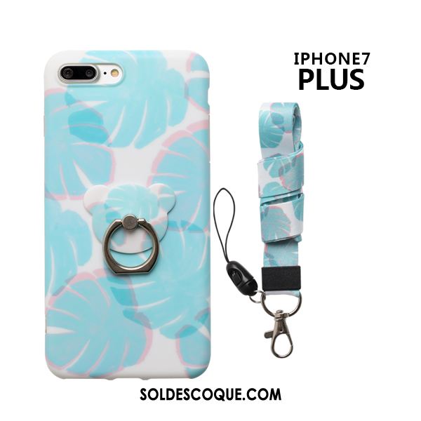 Coque iPhone 7 Plus Anneau Boucle Art Frais Bleu Soldes