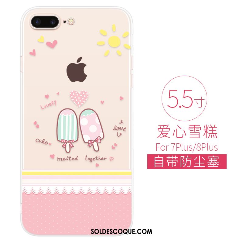 Coque iPhone 7 Plus Charmant Créatif Dessin Animé Transparent Très Mince Soldes