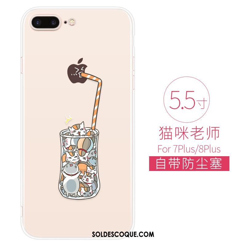 Coque iPhone 7 Plus Charmant Créatif Dessin Animé Transparent Très Mince Soldes