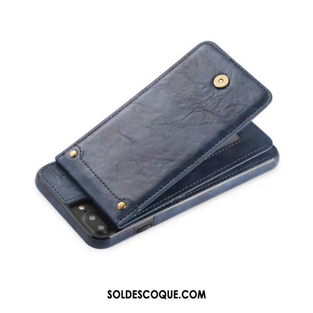 Coque iPhone 7 Plus Détachable Étui En Cuir Sac Carte Gris Téléphone Portable Housse En Ligne