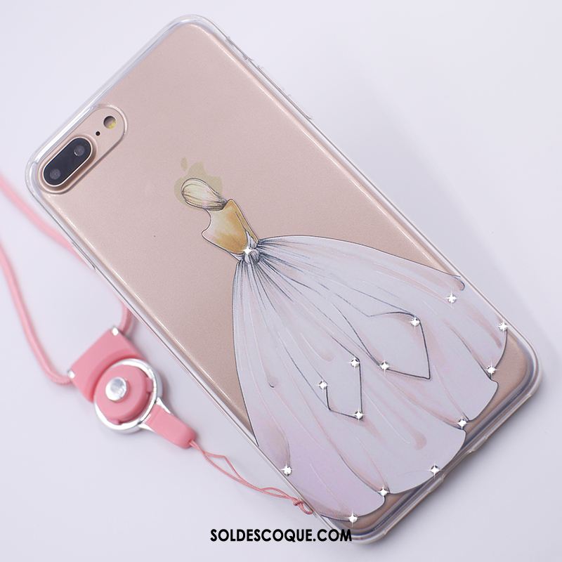 Coque iPhone 7 Plus Gaufrage Étui Transparent Protection Strass En Ligne