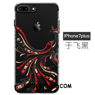 Coque iPhone 7 Plus Noir Luxe Transparent Placage Strass Pas Cher