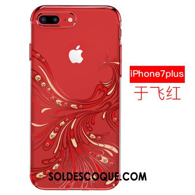 Coque iPhone 7 Plus Noir Luxe Transparent Placage Strass Pas Cher