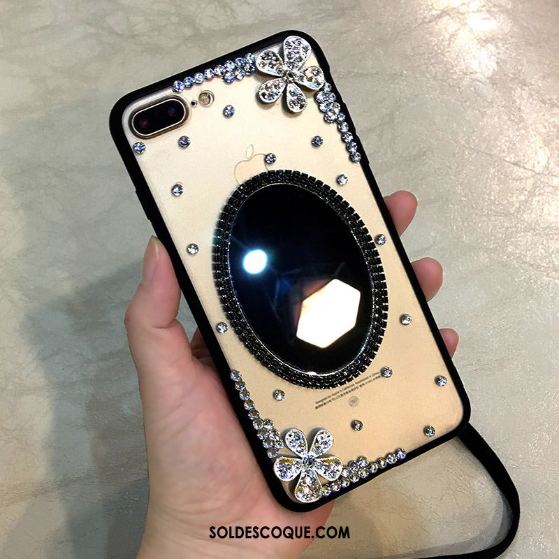 Coque iPhone 7 Plus Or Étui Protection Ornements Suspendus Strass Pas Cher