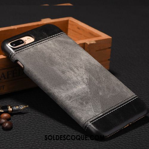 Coque iPhone 7 Plus Protection Cuir Véritable Incassable Très Mince Étui En Cuir Soldes