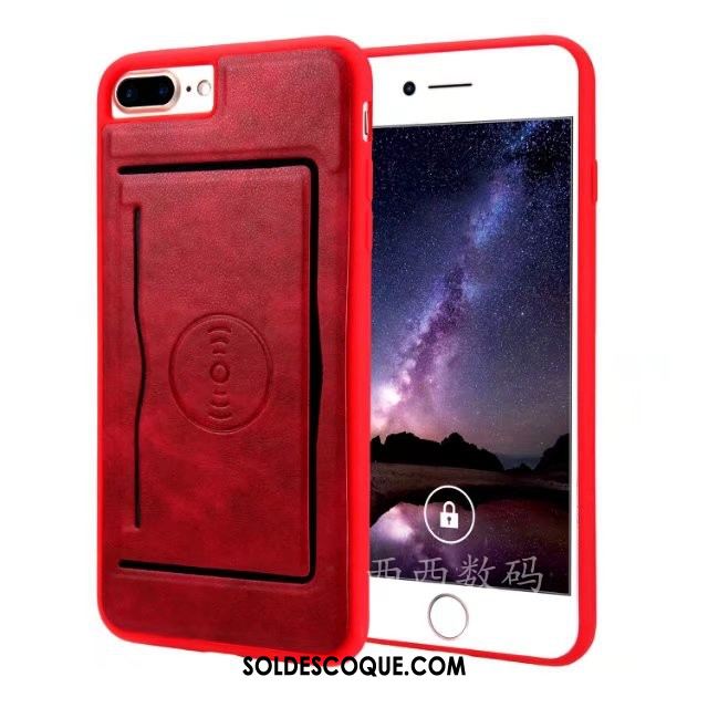 Coque iPhone 7 Plus Sac Carte Rouge Étui En Cuir Téléphone Portable Couvercle Arrière Housse Soldes