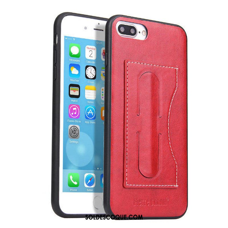 Coque iPhone 7 Plus Support Protection Téléphone Portable Carte Étui En Cuir Pas Cher