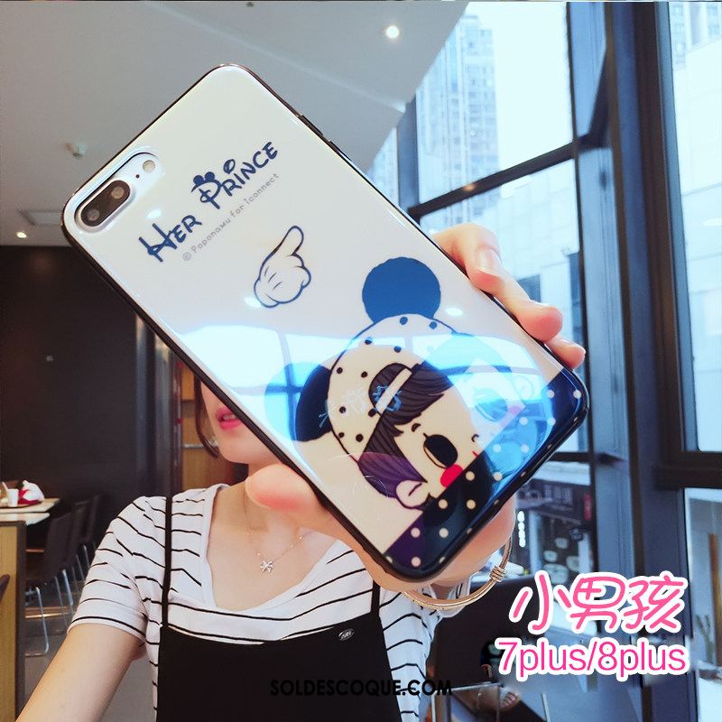 Coque iPhone 7 Plus Téléphone Portable Miroir Fluide Doux Souriant Bleu Pas Cher