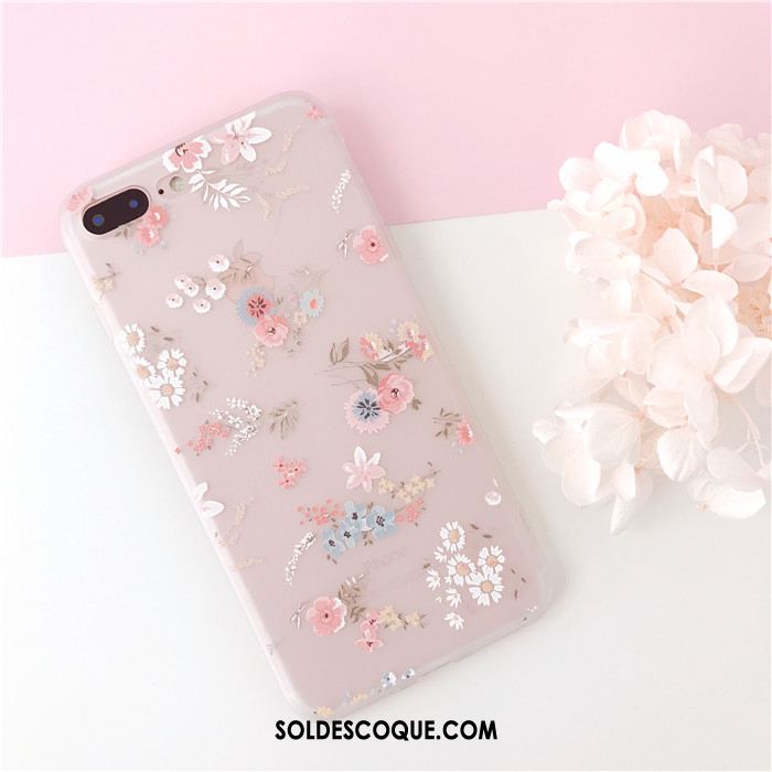 Coque iPhone 7 Plus Téléphone Portable Très Mince Rose Fluide Doux Petit Housse Pas Cher