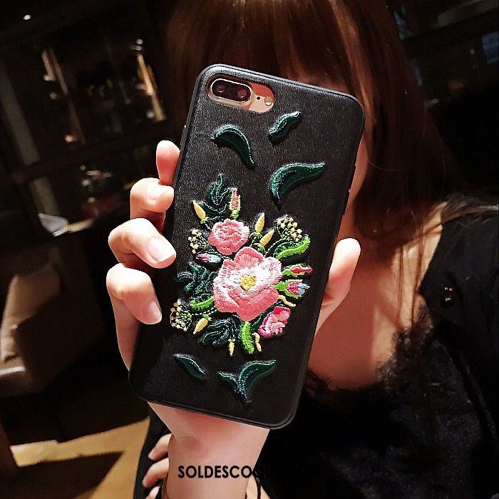 Coque iPhone 7 Plus Vert Fleur Étui En Cuir Créatif Marque De Tendance France