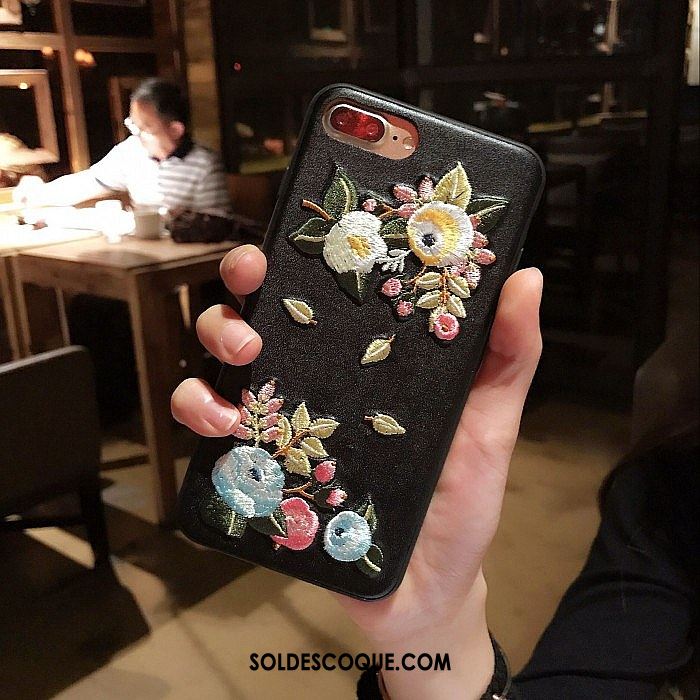 Coque iPhone 7 Plus Vert Fleur Étui En Cuir Créatif Marque De Tendance France