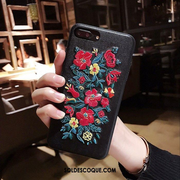 Coque iPhone 7 Plus Vert Fleur Étui En Cuir Créatif Marque De Tendance France