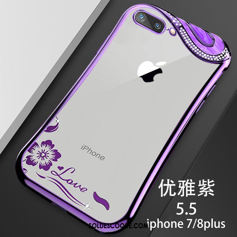 Coque iPhone 7 Plus Violet Incassable Silicone Téléphone Portable Transparent Housse En Ligne