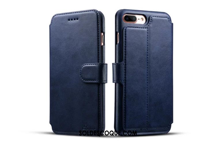 Coque iPhone 7 Plus Étui Carte Cuir Véritable Protection Portefeuille Soldes