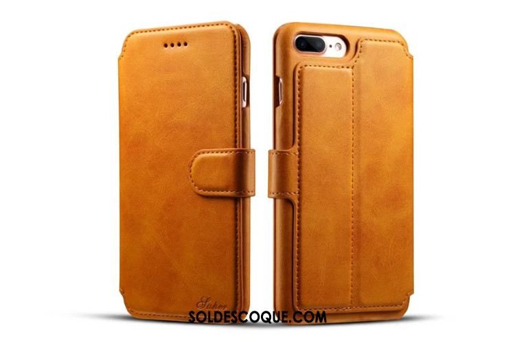 Coque iPhone 7 Plus Étui Carte Cuir Véritable Protection Portefeuille Soldes