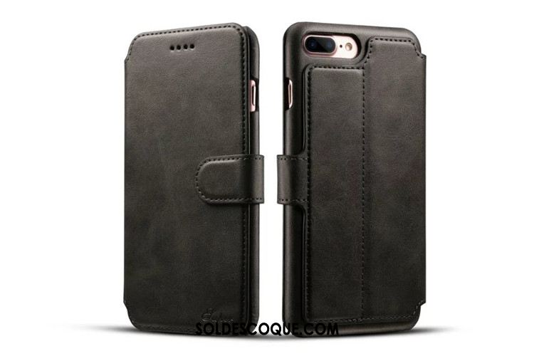 Coque iPhone 7 Plus Étui Carte Cuir Véritable Protection Portefeuille Soldes