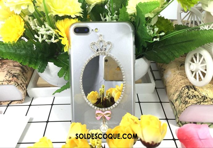 Coque iPhone 7 Plus Étui Téléphone Portable Perle Papillon Argent En Vente