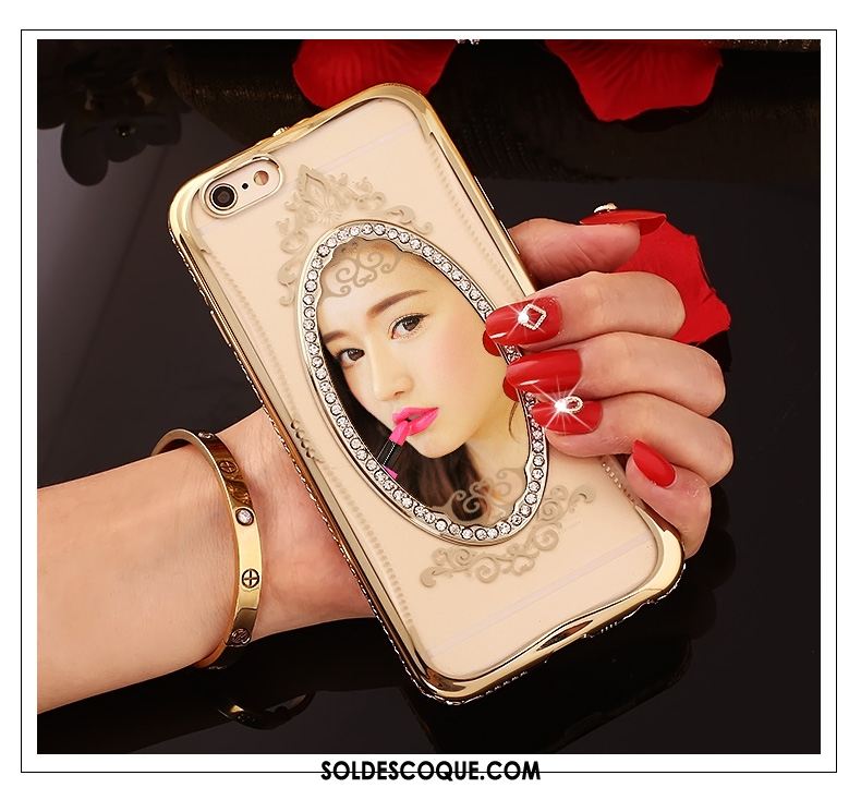 Coque iPhone 7 Silicone Fluide Doux Très Mince Or Rose Miroir Pas Cher