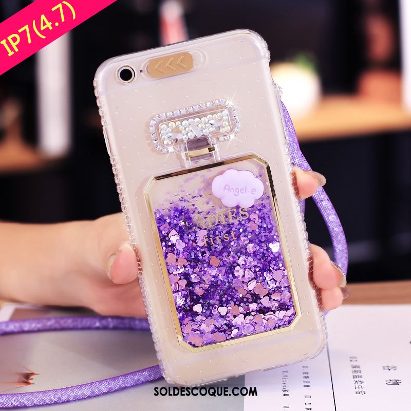 Coque iPhone 7 Tendance Protection Violet Transparent Quicksand Housse Pas Cher